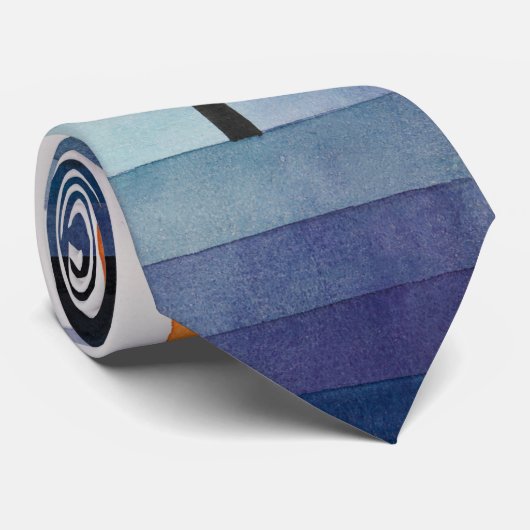 Blue Abstract Autumn Paul Klee Waterverf Stropdas (Opgerold)