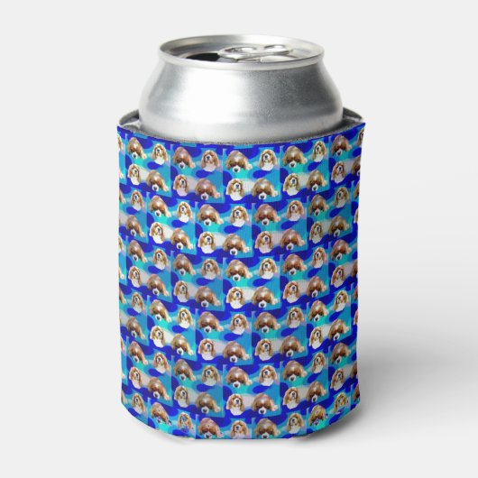 Blue Abstract Cavalier Dog Pattern, Koelbox Blikjeskoeler (Blikje Voorkant)