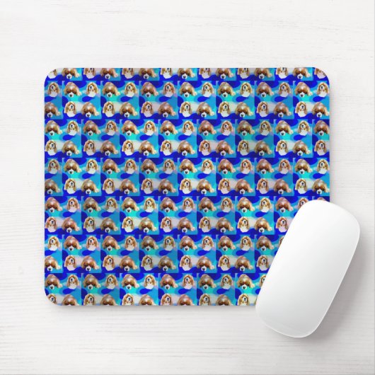 Blue Abstract Cavalier Dog Pattern Muismat (Met muis)