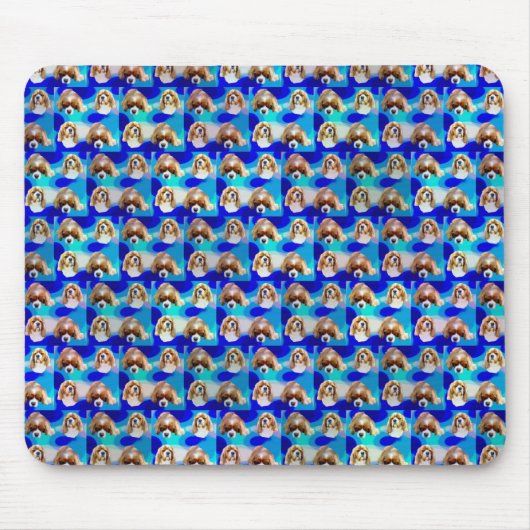 Blue Abstract Cavalier Dog Pattern Muismat (Voorkant)
