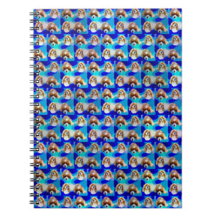 Blue Abstract Cavalier Dog Pattern Notitieboek