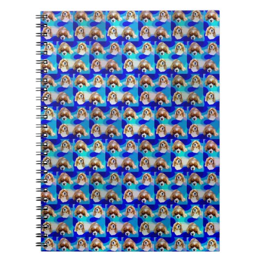 Blue Abstract Cavalier Dog Pattern Notitieboek (Voorkant)