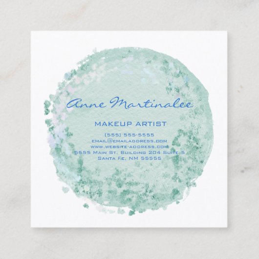 Blue Abstract Circle Square Visitekaartje (Achterkant)