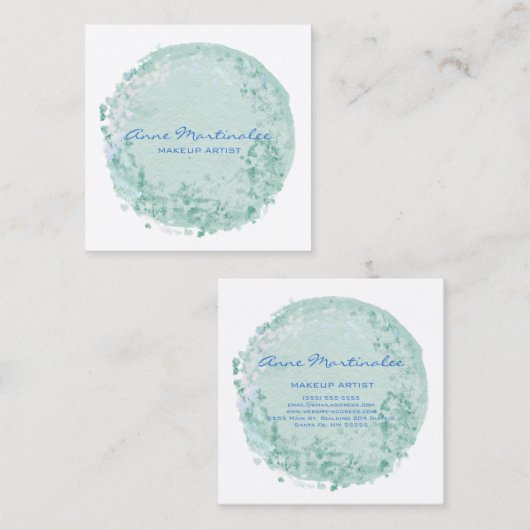 Blue Abstract Circle Square Visitekaartje (Voorkant / Achterkant)