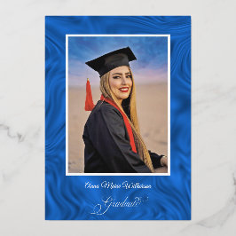 Blue Abstract College Graduation announcement Folie Feestdagenkaart