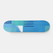 Blue Abstract Design Half Pipe Skateboard (Horizontaal)