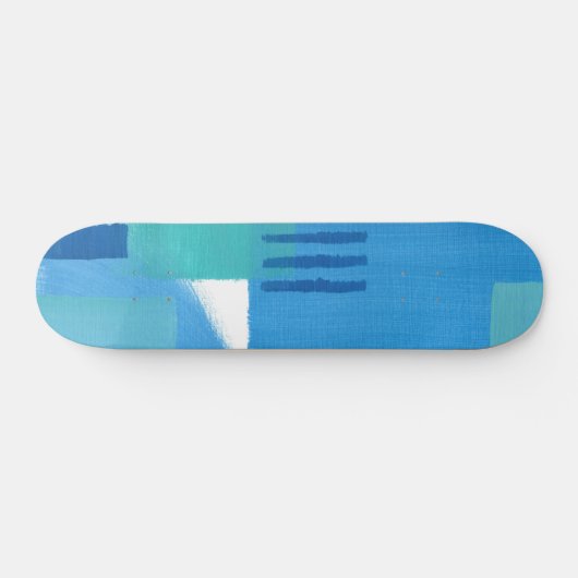 Blue Abstract Design Half Pipe Skateboard (Horizontaal)