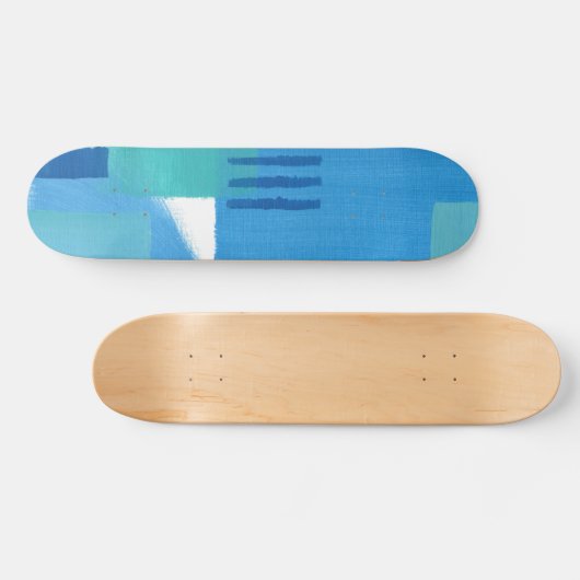 Blue Abstract Design Half Pipe Skateboard (Horizontaal)