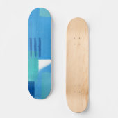 Blue Abstract Design Half Pipe Skateboard (Voorkant)