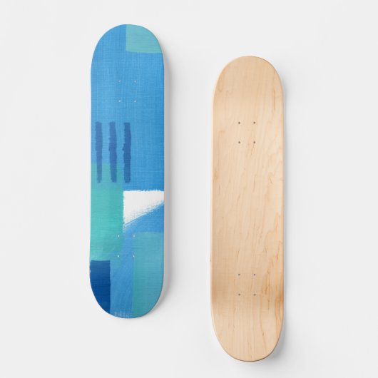 Blue Abstract Design Half Pipe Skateboard (Voorkant)