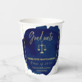Blue Abstract Elegant Law School Afstuderen Papieren Bekers (Achterkant)