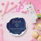 Blue Abstract Elegant Law School Afstuderen Papieren Bordje (Feest)