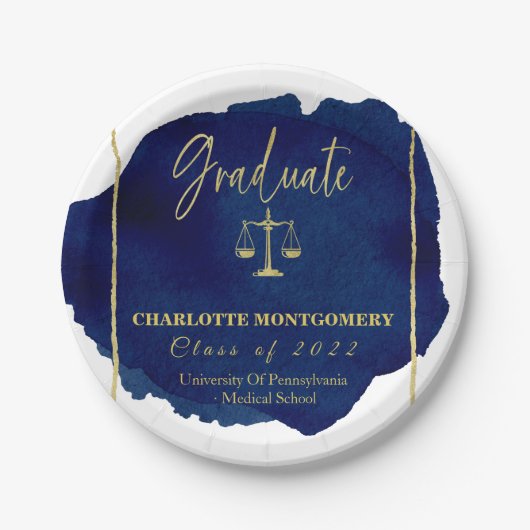 Blue Abstract Elegant Law School Afstuderen Papieren Bordje (Voorkant)