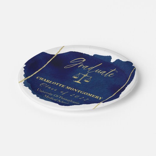 Blue Abstract Elegant Law School Afstuderen Papieren Bordje (Gekanteld)