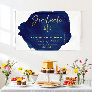 Blue Abstract Elegant Law School Afstuderen Spandoek