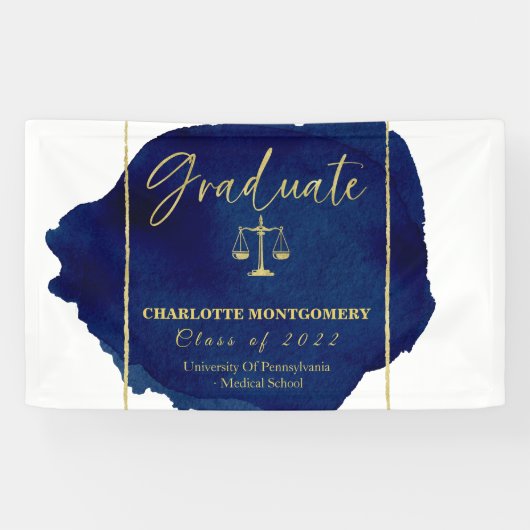 Blue Abstract Elegant Law School Afstuderen Spandoek (Horizontaal)