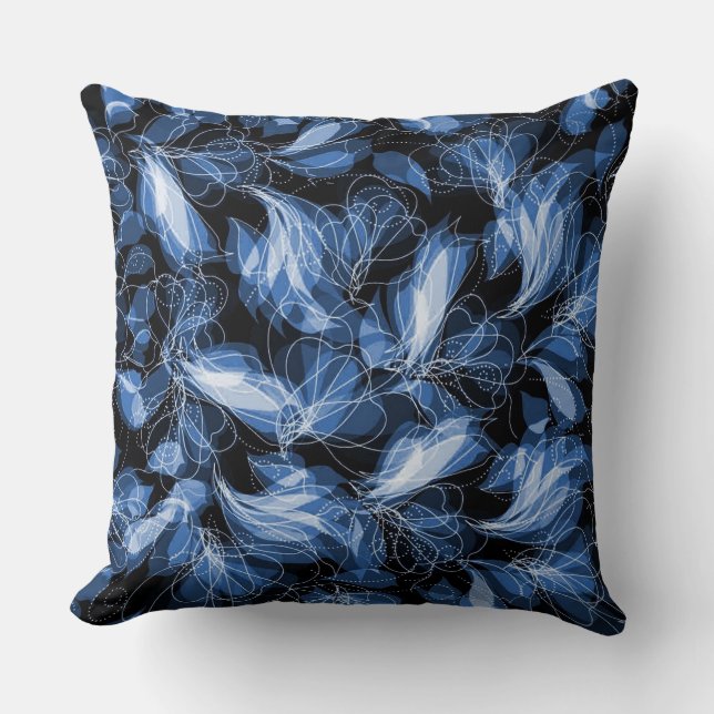 Blue Abstract Fairy Wings Pattern Sierkussen (Voorkant)