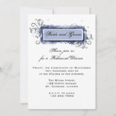 Blue Abstract Floral Wedding Rehearsal Dinner Kaart (Voorkant)