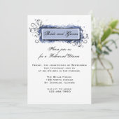 Blue Abstract Floral Wedding Rehearsal Dinner Kaart (Staand voorkant)
