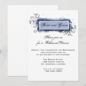 Blue Abstract Floral Wedding Rehearsal Dinner Kaart (Voorkant / Achterkant)
