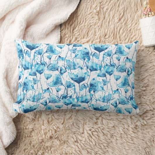 Blue Abstract Flowers Kussen (Deken)