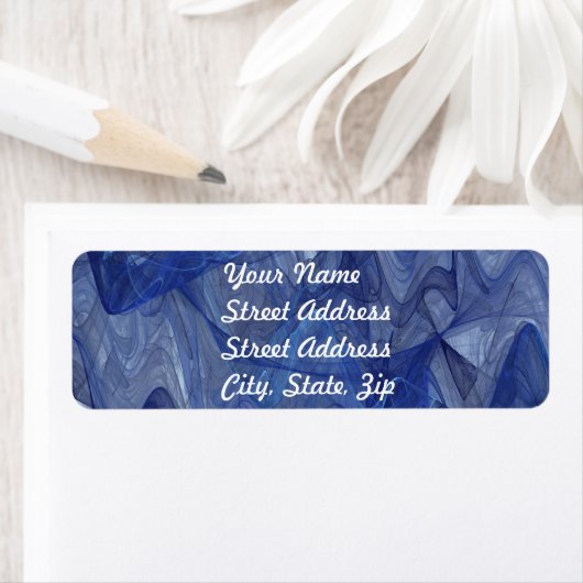 Blue Abstract Fractal Return Address Sticker (Insitu)