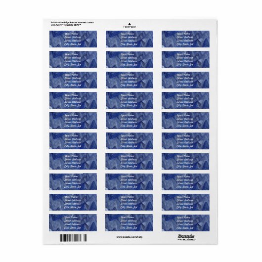 Blue Abstract Fractal Return Address Sticker (Full Sheet)