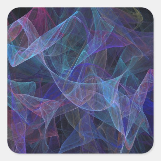 Blue Abstract Fractal Square Sticker (Voorkant)