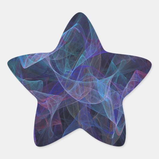 Blue Abstract Fractal Star Sticker (Voorkant)