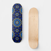 Blue Abstract Geometric Mandala Art Design Persoonlijk Skateboard (Voorkant)