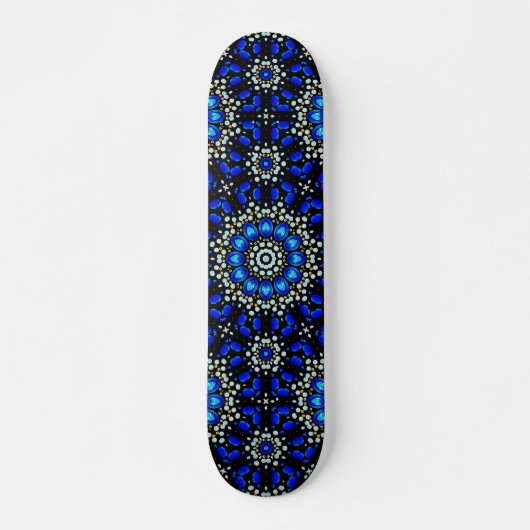 Blue Abstract Geometric Mandala Art Design Persoonlijk Skateboard (Voorkant)
