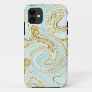 Blue Abstract Gold Glitter Chic Stylish Case-Mate iPhone Case