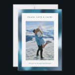 Blue Abstract Gradient Hanukkah Photo Feestdagenkaart<br><div class="desc">A modern Hanukkah photo card with abstract gradient background in shades of blue. Upload your own photo. On the back of the card you can enter a longer message.</div>