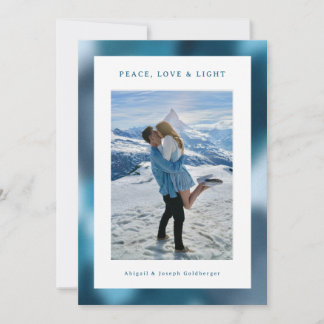 Blue Abstract Gradient Hanukkah Photo Feestdagenkaart