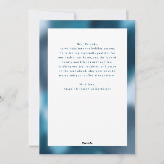 Blue Abstract Gradient Hanukkah Photo Feestdagenkaart (Achterkant)