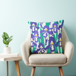 Blue Abstract Iris Floral Pattern Kussen