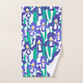 Blue Abstract Iris Floral Pattern Monogram Bad Handdoek (Handdoek)