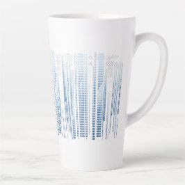 Blue Abstract Latte Mug - Modern Tall Coffee Cup Mok