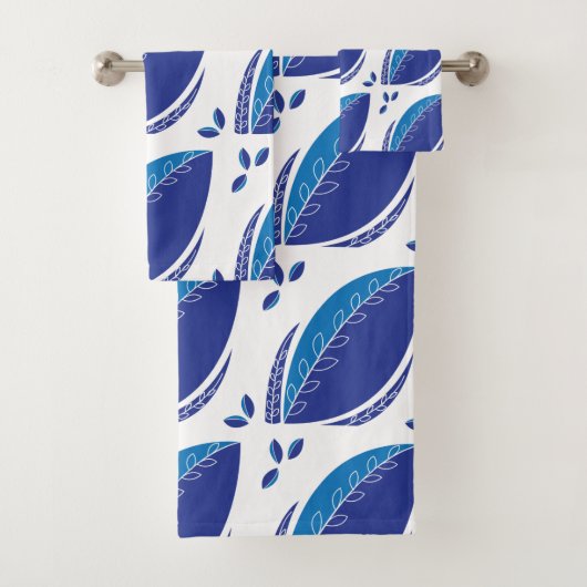 Blue Abstract Leaf Creative Pattern Bad Handdoek (Insitu)