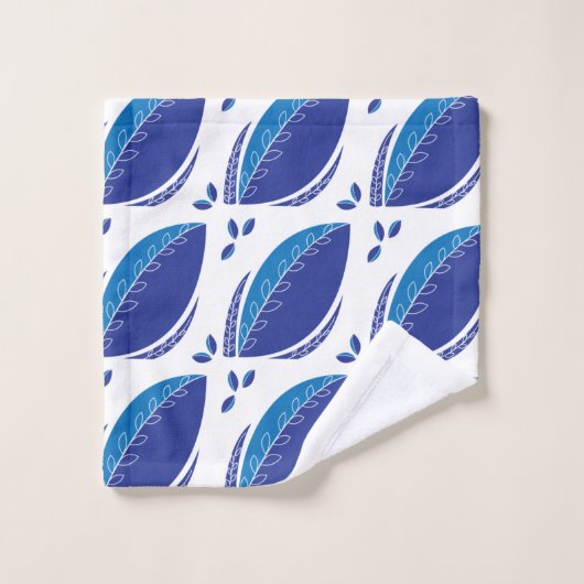 Blue Abstract Leaf Creative Pattern Bad Handdoek (Wasdoekje)