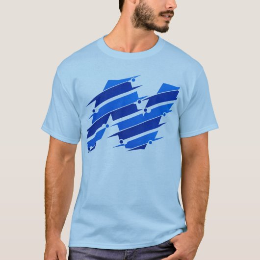 Blue Abstract Logo T-Shirt | Modern Futuristic Geo (Voorkant)