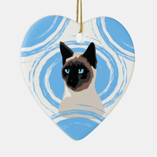 Blue Abstract Lucky Siamese Owner Ornament (Rechts)
