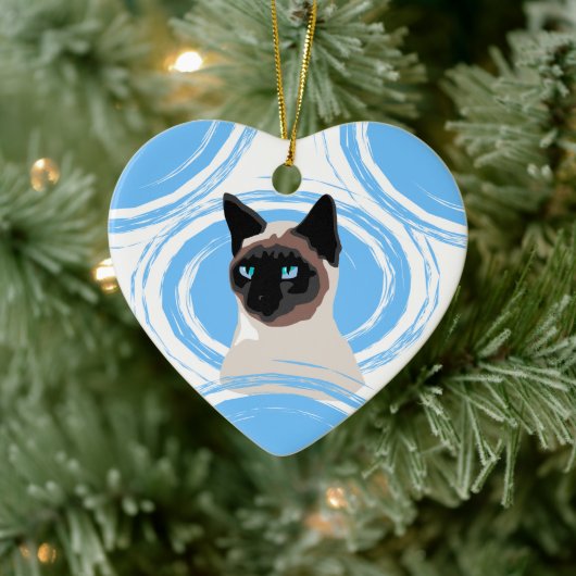 Blue Abstract Lucky Siamese Owner Ornament (Boom)