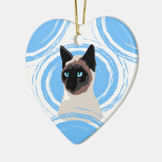 Blue Abstract Lucky Siamese Owner Ornament (Links)