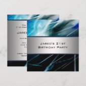 Blue Abstract Mans 21ste verjaardagsfeest Kaart (Voorkant / Achterkant)