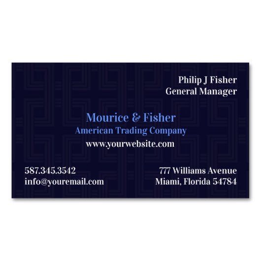 Blue Abstract Modern Magnetisch Visitekaartje (Voorkant)