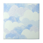 Blue Abstract modern Rain Cloud Herhaal patroon Tegeltje (Voorkant)