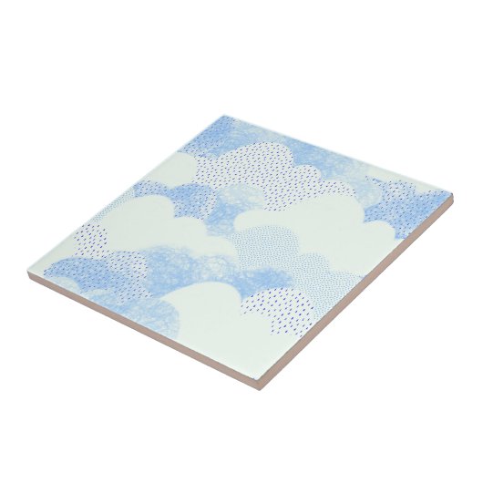 Blue Abstract modern Rain Cloud Herhaal patroon Tegeltje (Zijkant)