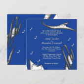 Blue Abstract Music Theme Wedding Invitation Kaart (Voorkant / Achterkant)