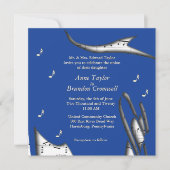 Blue Abstract Music Theme Wedding Invitation Kaart (Voorkant)